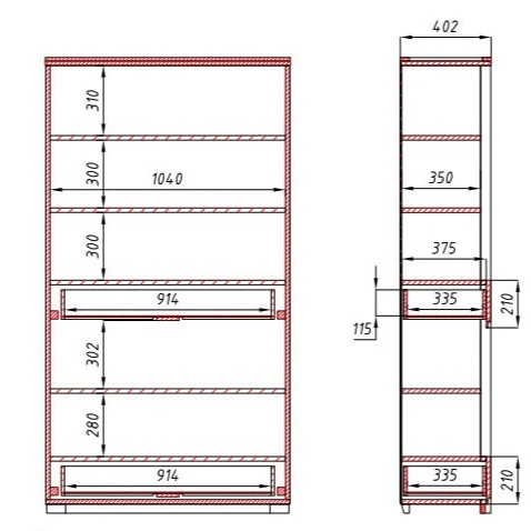 Libreria Scaffale a muro con 2 cassetti in legno massello di rovere Elsa 2 | NordicStory - Image 10