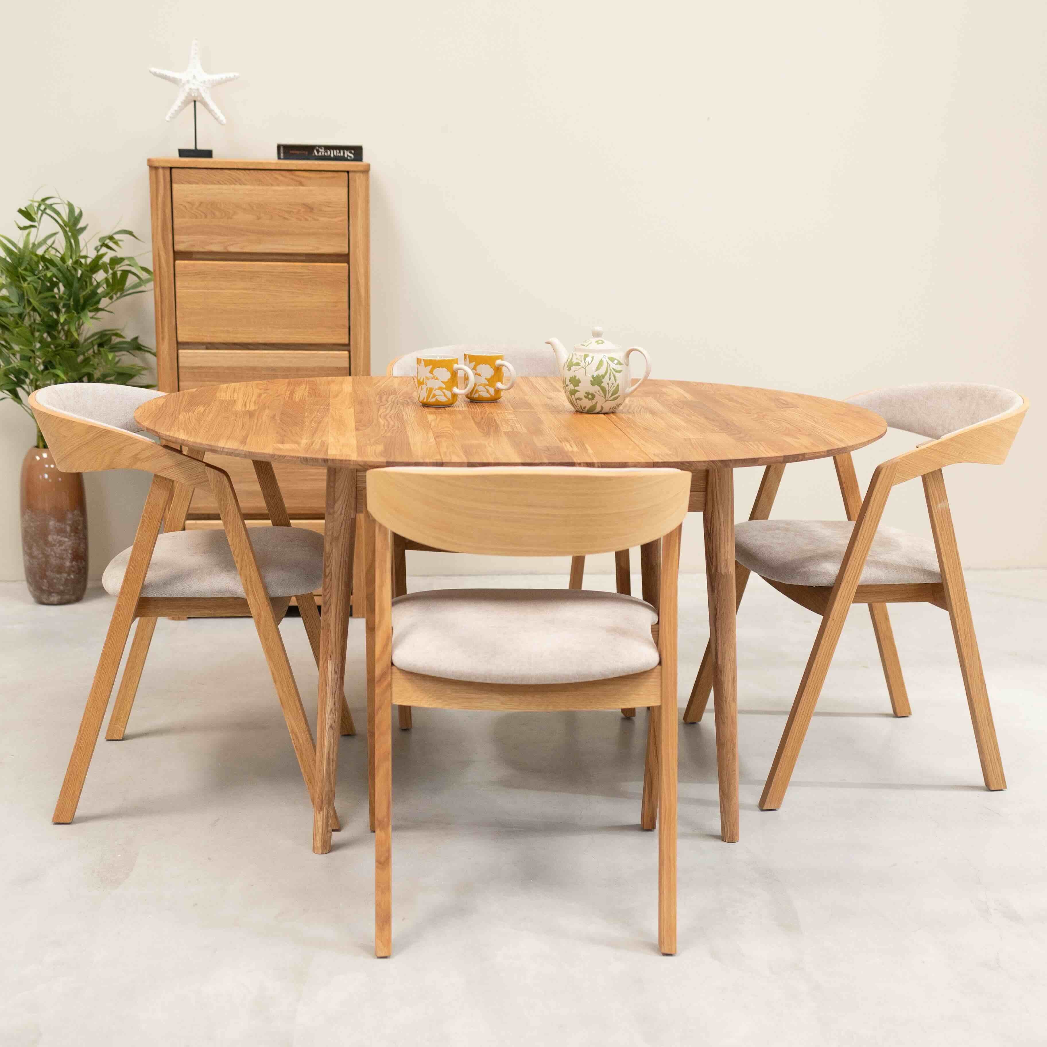 Tavolo da pranzo rotondo ed estensibile in legno massello di rovere Escandi 5 | NordicStory - Image 15