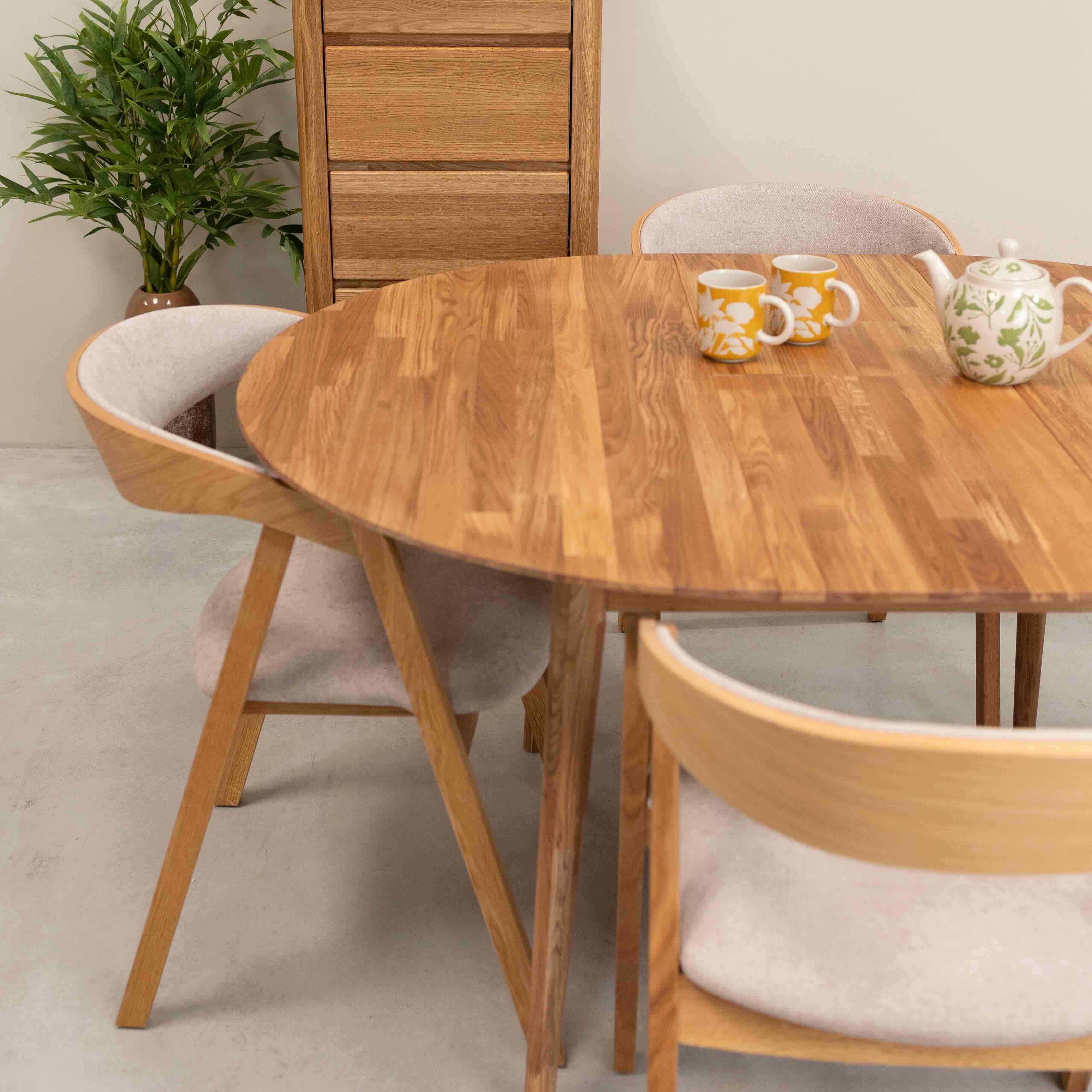 Tavolo da pranzo rotondo ed estensibile in legno massello di rovere Escandi 5 | NordicStory - Image 17