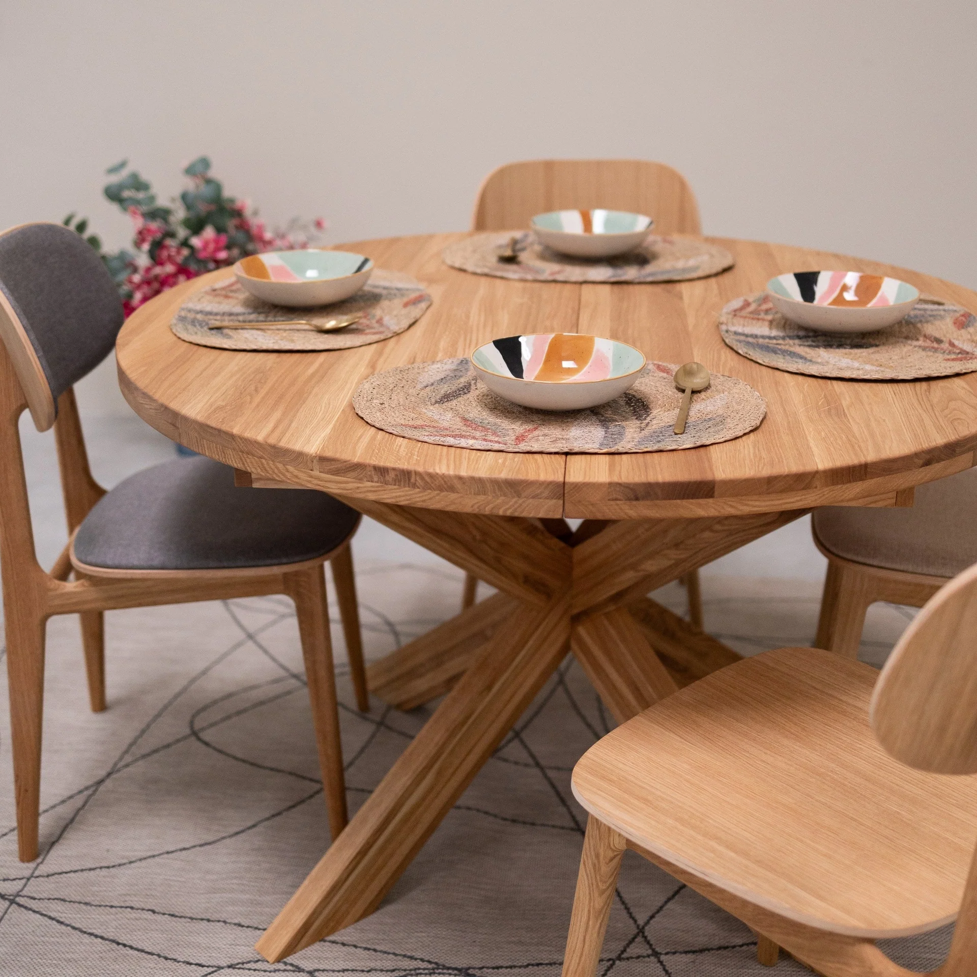 Tavolo da pranzo rotondo allungabile in rovere massiccio Holger | NordicStory - Image 12