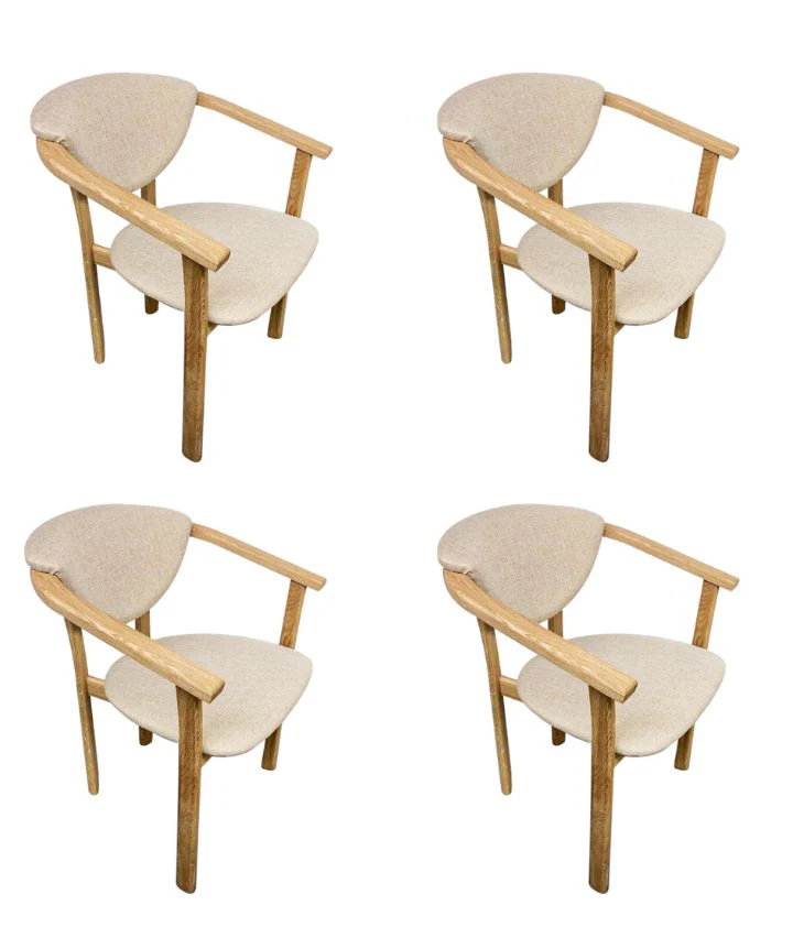 Confezione da 2 o 4 sedie da pranzo Alexis, struttura in rovere massiccio, rivestimento beige | NordicStory - Image 9