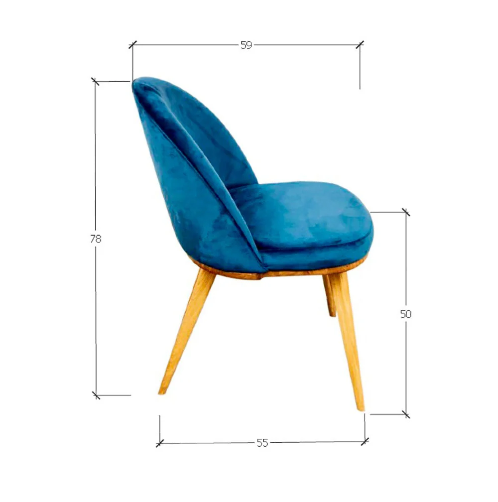 Confezione da 2 o 4 sedie da pranzo Clara, struttura in rovere massiccio, rivestimento in blu Monako | NordicStory - Image 8