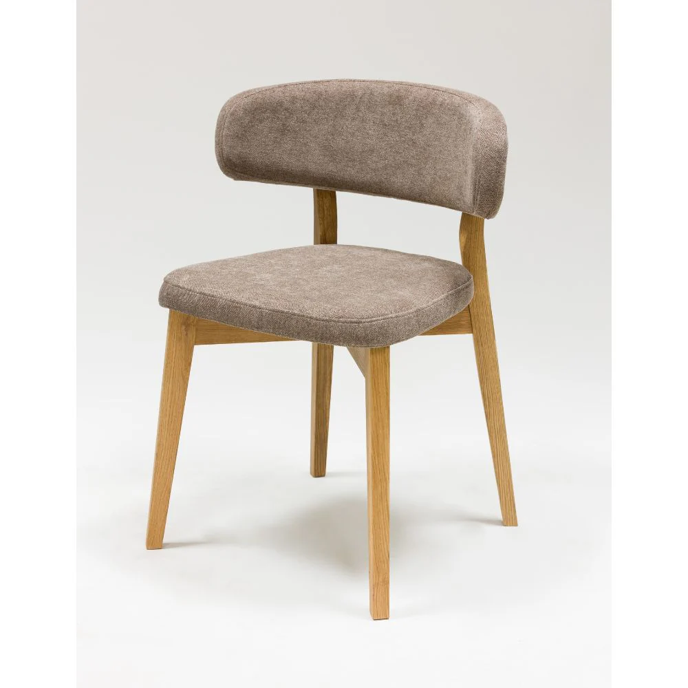 Confezione da 2 o 4 sedie da pranzo Claus in rovere massiccio, rivestite in grigio o marrone | VESKOR - Image 8